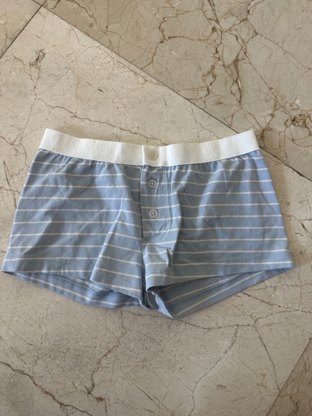 NWT Brandy Melville Light Blue & White Striped Boxer Shorts